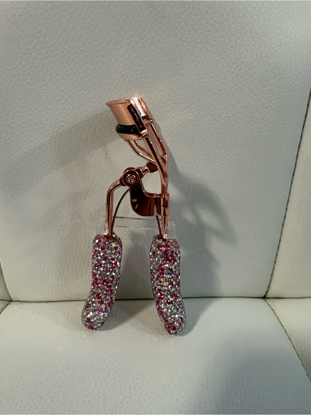 Rose Gold Eyelash Curler with Pink & Silver Rhinestone Handles